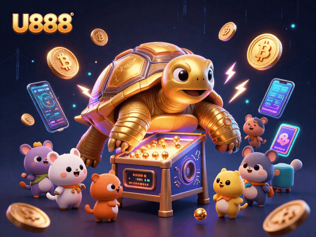 Experience exhilarating gameplay with U888's golden tortoise pinball machine and crypto elements.