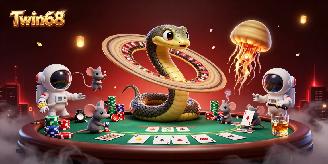 Twin68 enhances the gaming experience as astronaut mice bet on a cosmic roulette wheel.