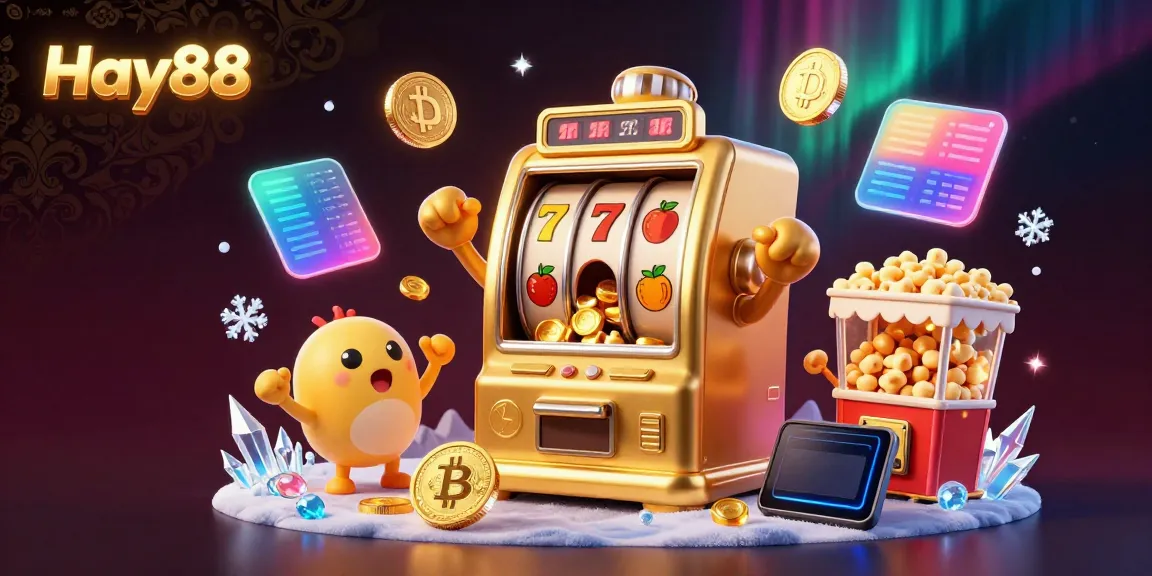 Hay88 slot machine hits jackpot with coins pouring, creating a festive casino atmosphere