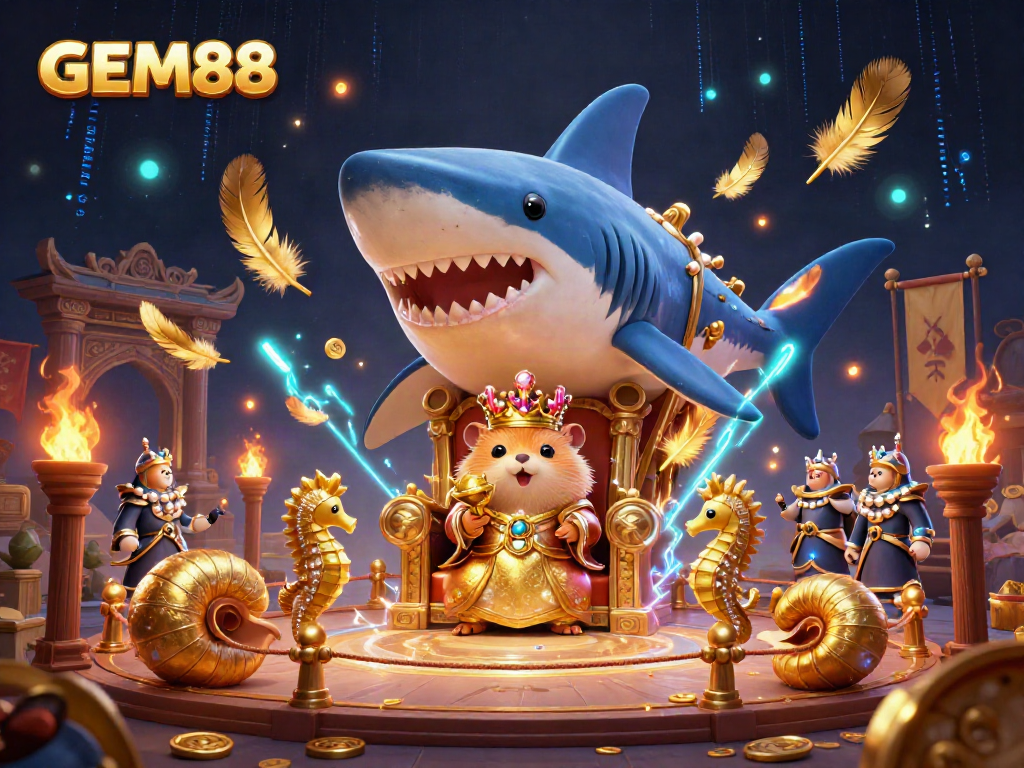 Join the action with GEM88 as a golden hamster king rules the underwater casino realm.