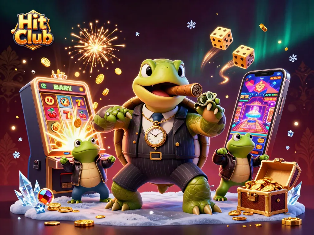 Hit Club champions test their luck with a 3D turtle and bullfrogs amidst casino thrills.
