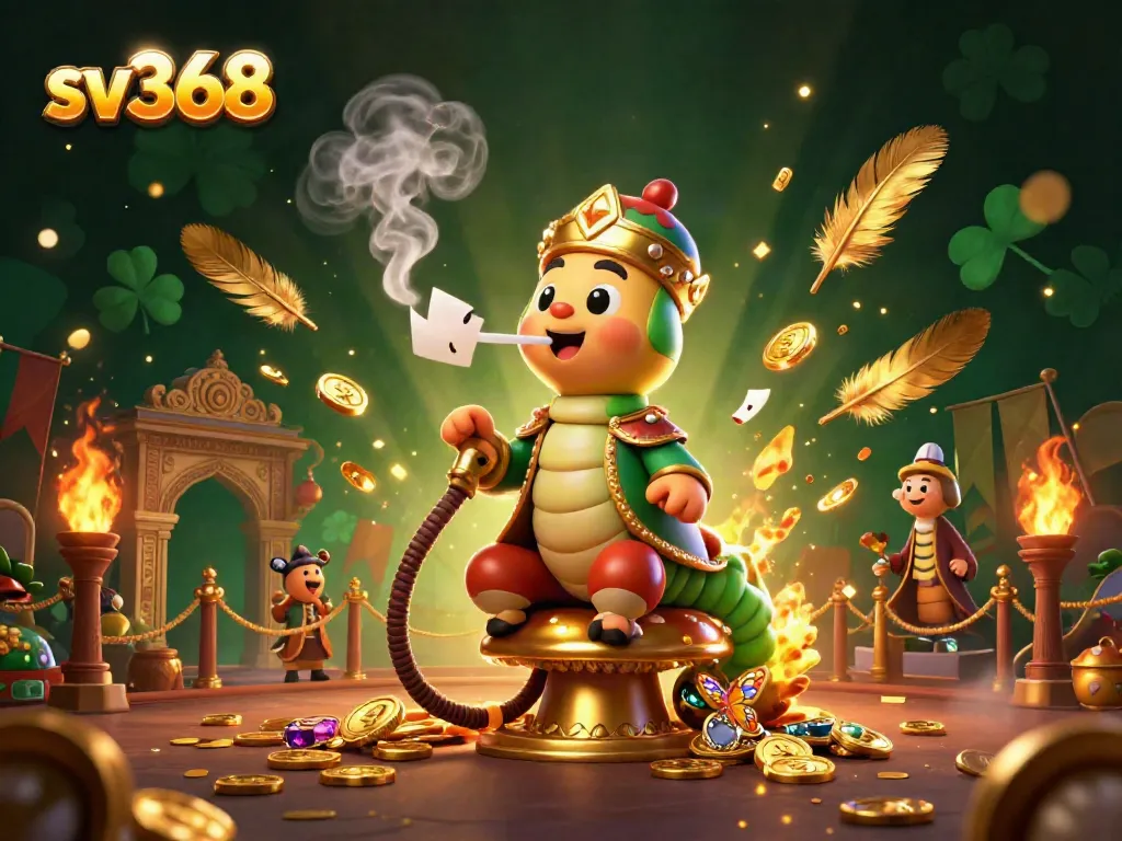 Experience exciting poker action at sv368 with a vibrant 3D illustration of a caterpillar hookah-master.