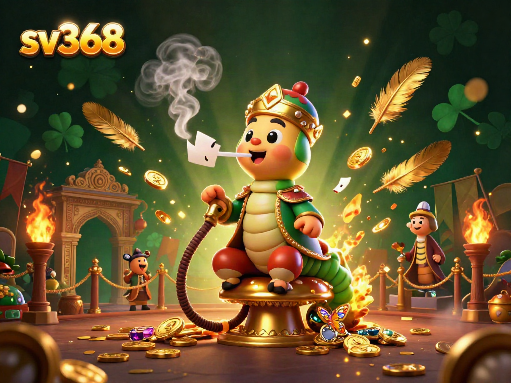 Experience exciting poker action at sv368 with a vibrant 3D illustration of a caterpillar hookah-master.