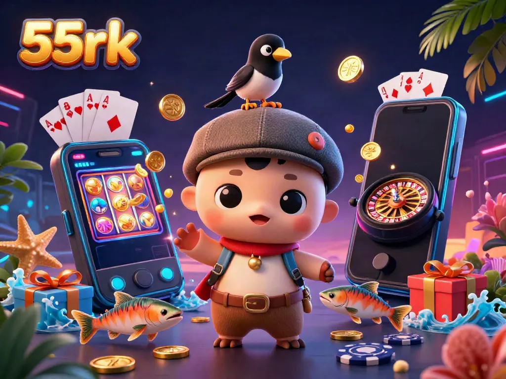 Experience wins with 55rk as cartoon characters enjoy dynamic jackpot slots and colorful card games.