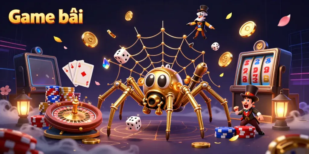Experience thrilling Game bài action with a steampunk-themed casino illustration featuring vibrant colors and engaging characters.