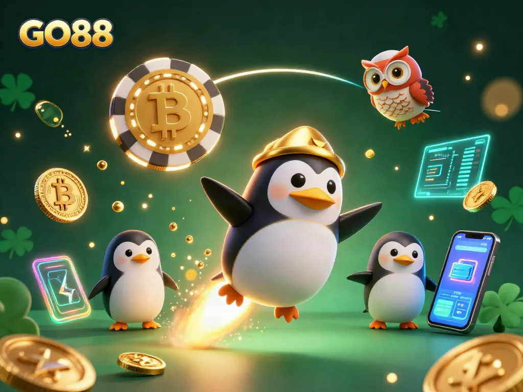 Engage in exciting gaming experiences with GO88 at a vibrant, animated casino scene.