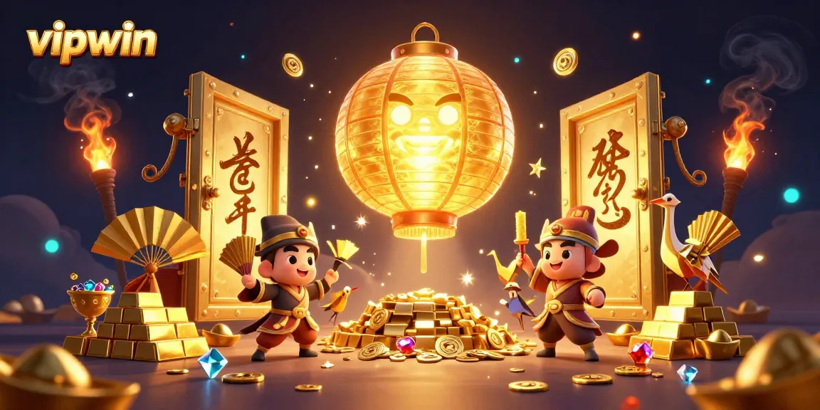 Win big at vipwin with a vibrant, magical casino scene featuring golden elements and lucky symbols.