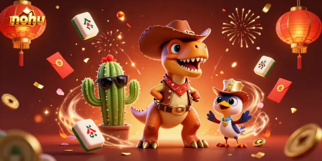 NoHu casino illustration with vibrant characters and gambling elements depicting exhilarating gameplay.