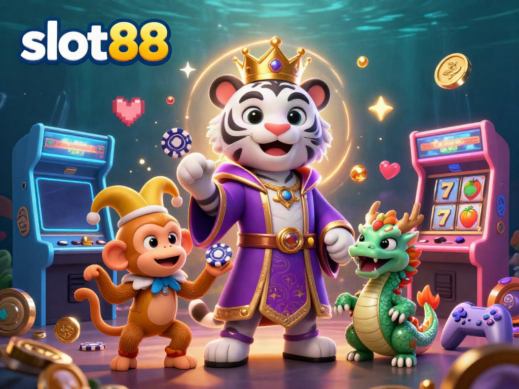 Engage with slot88's immersive gaming world, featuring vibrant characters and engaging casino elements.