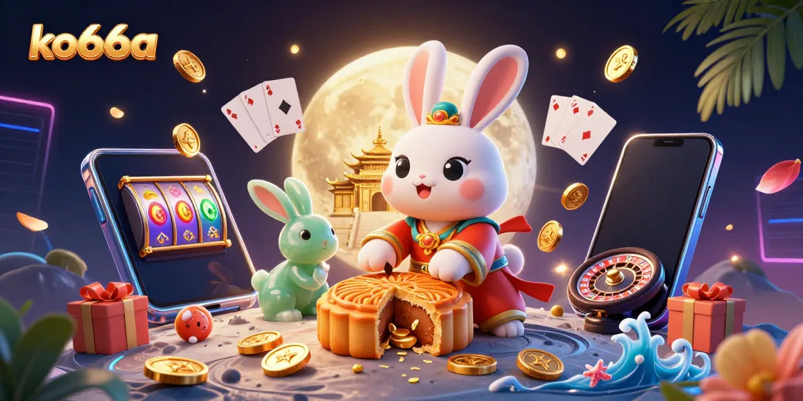 Experience the vivid world of ko66a casino with a moon rabbit and stunning game elements.