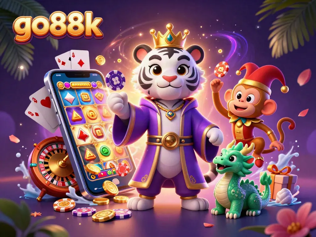 Experience exciting wins at go88k with vibrant casino elements and characters in action.