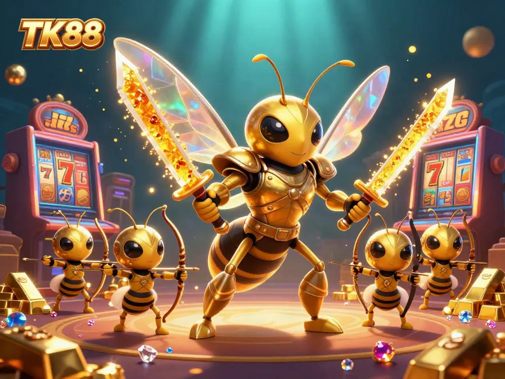 Engage with thrilling TK88 gambling action in a vibrant 3D casino scene.