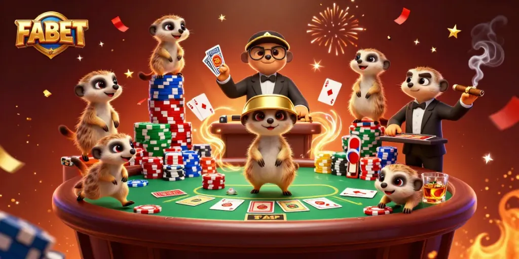 Engage in thrilling games at FABET's unique casino with meerkats running poker tables