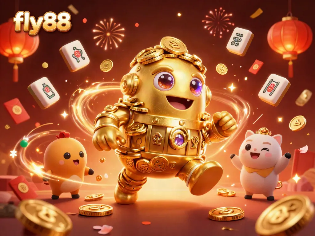Engage in thrilling games at fly88 with vibrant visuals of casino elements and characters.