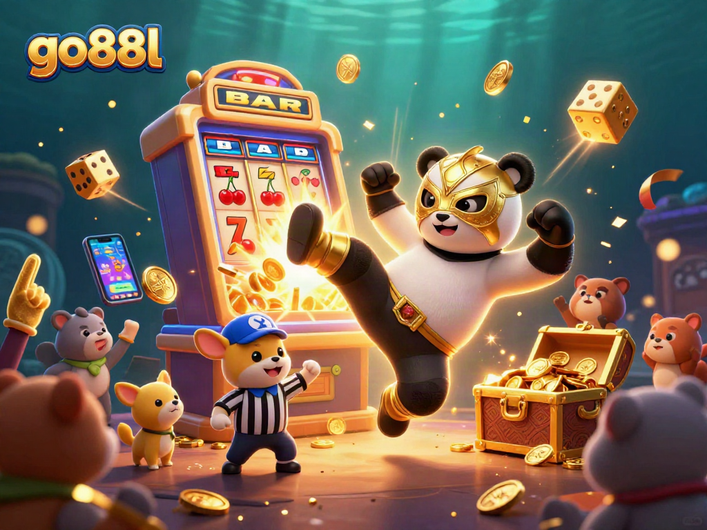 Action-packed scene showcasing go88l in a thrilling casino environment with vibrant characters and game elements.