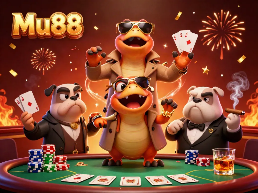 Mu88 raptors in disguise attempt to enter a VIP casino lounge amidst chaotic poker action.