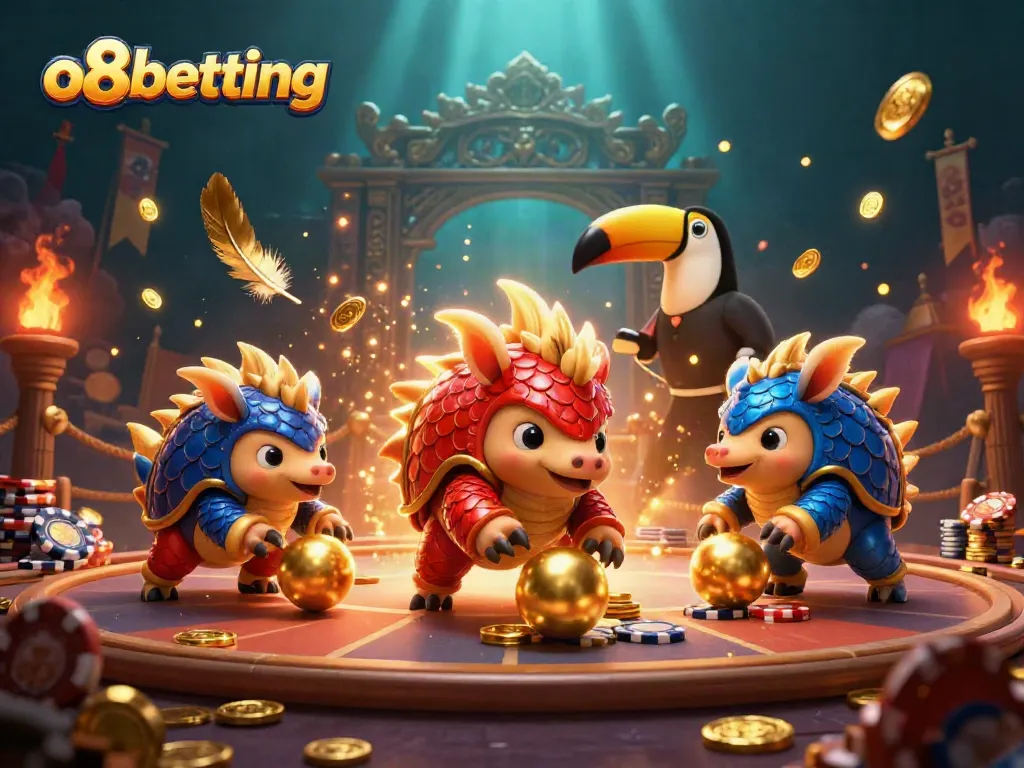 Experience exciting gaming with o8betting featuring playful pangolins and vibrant casino elements.