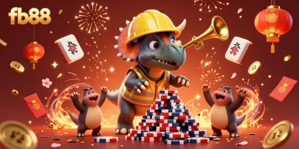 Build a winning pyramid of poker chips and celebrate big wins with fb88 in this festive casino scene.