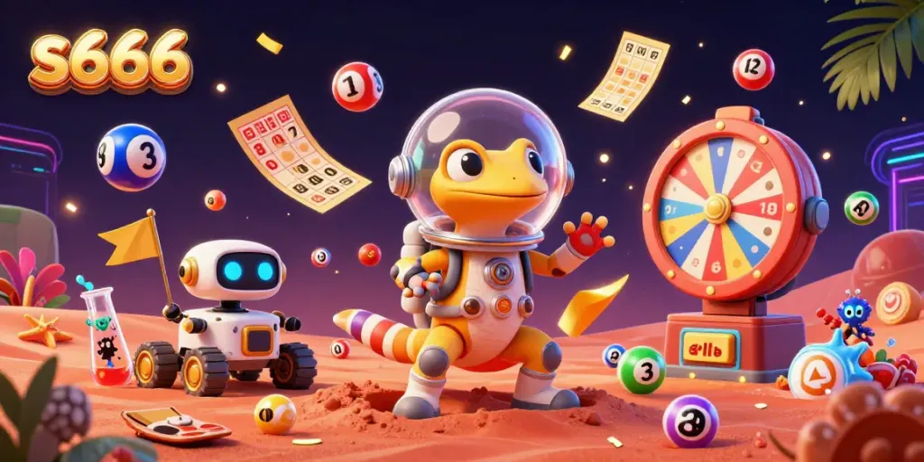 Experience thrilling gameplay with s666 in this vibrant digital casino illustration.