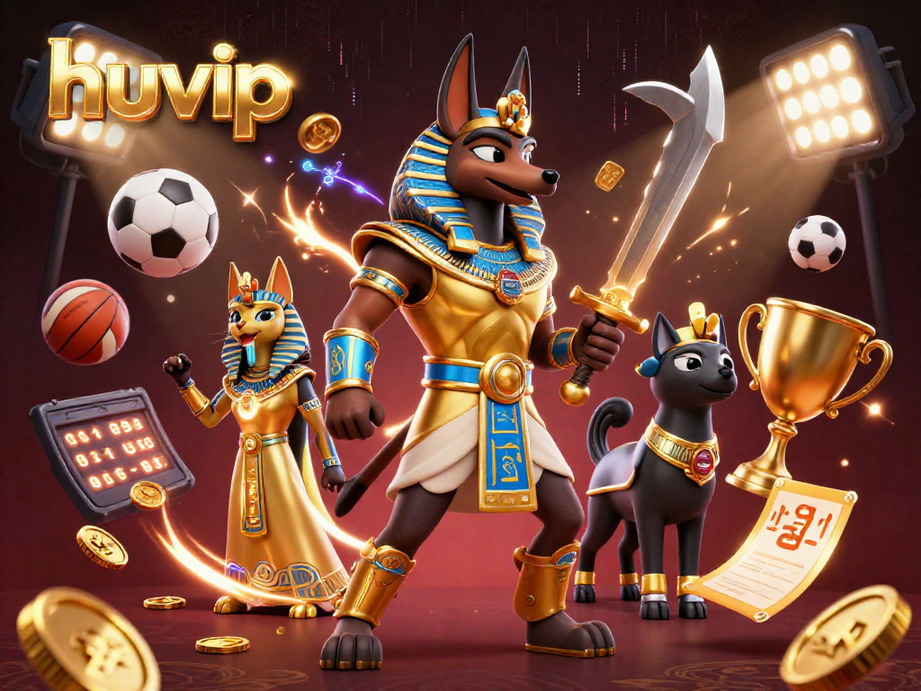Experience thrilling gameplay at huvip with Anubis and Bastet in a dynamic gambling scene.