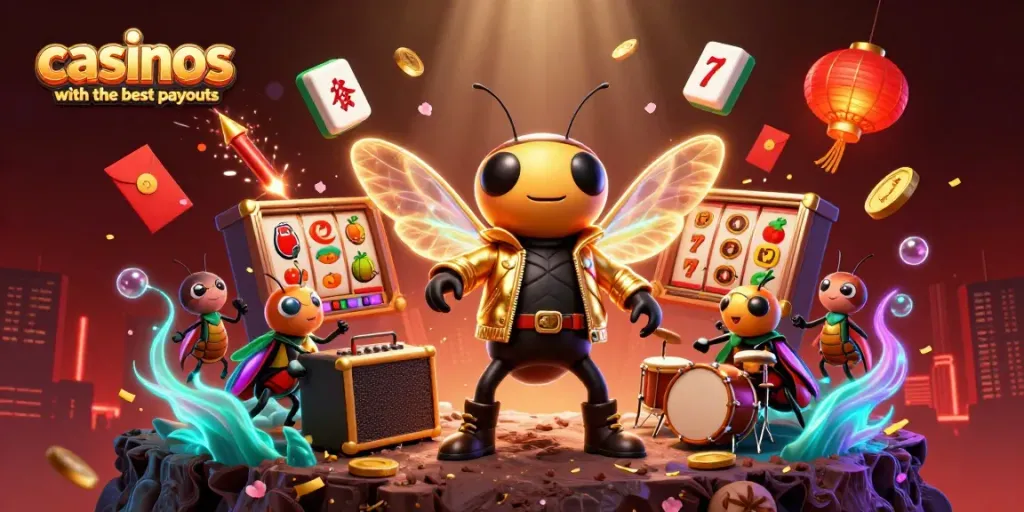 Experience exciting jackpots at casinos with the best payouts through a vibrant 3D casino illustration.