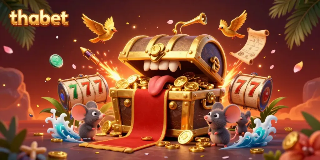 Engage in thrilling gambling adventures at thabet with a vibrant 3D casino illustration.